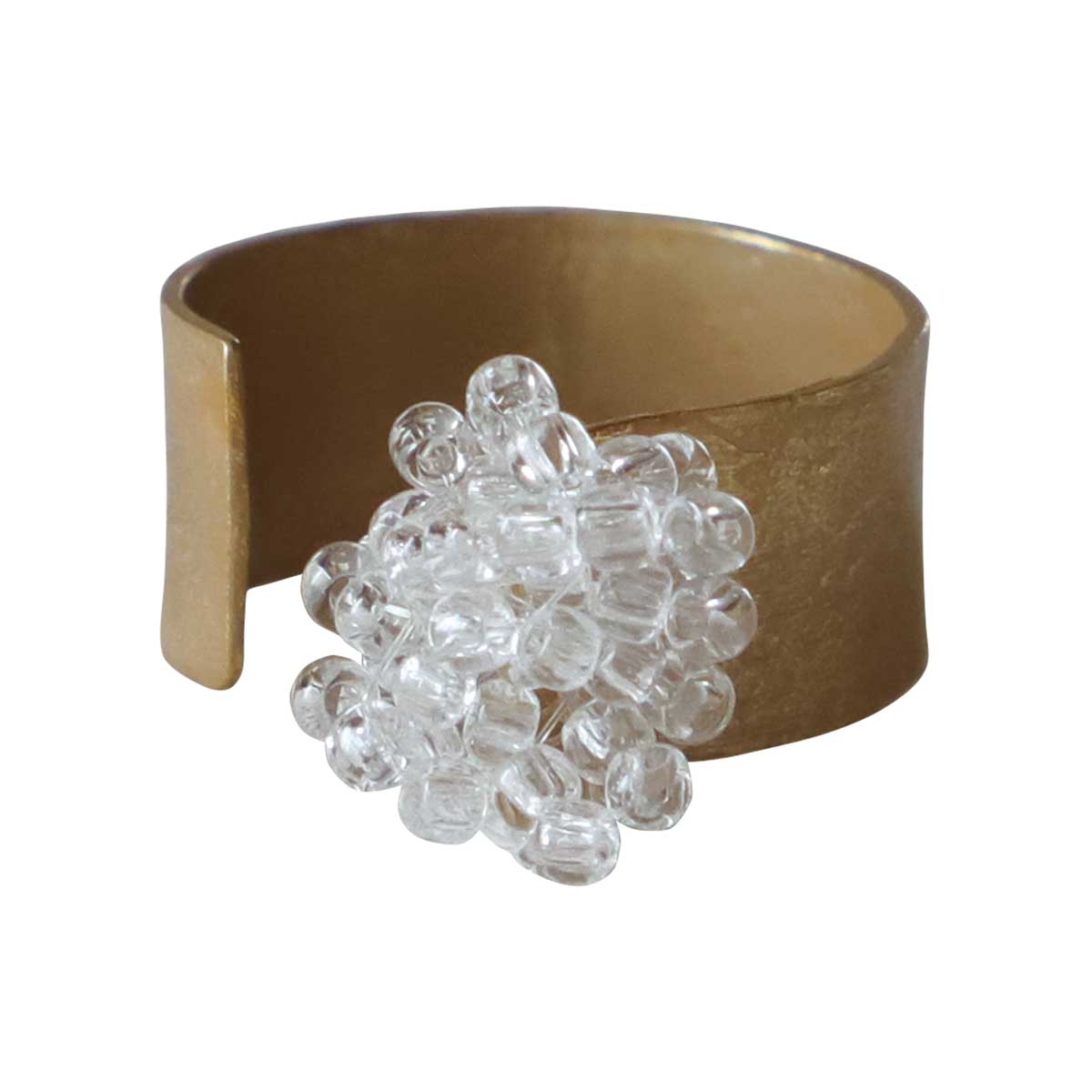 手作りアクセサリー アデペシュ a.depeche sui ring thick 細かく繊細な透明ビーズのリング 古代金 真..