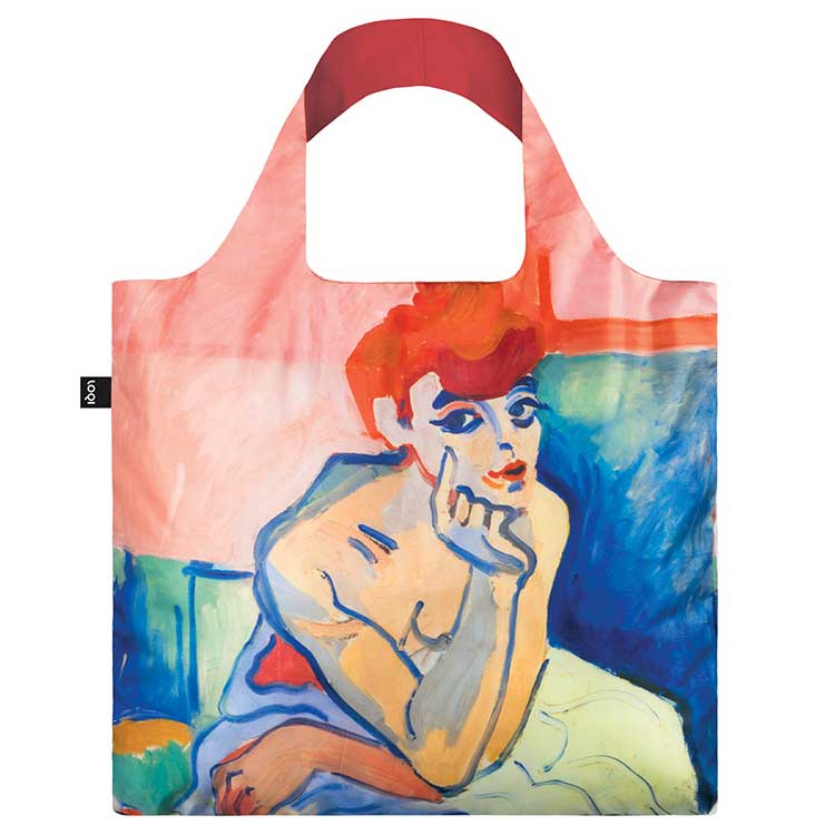 折りたたみトート エコバッグ ローキー LOQI 正規品 Recycled Bag 世界で愛されるLOQI 撥水加工 ポーチセット 大きめ トートバッグ アンドレ・ドラン / ケミーズを来た女性
