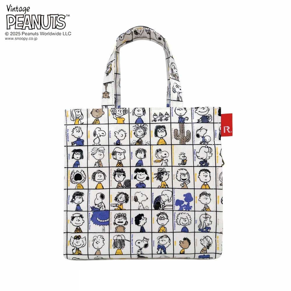 スヌーピーバッグ 正規品 ROOTOTE ルートート IP.スクエア.ラミネート.ピーナッツ-0L 多少の雨や汚れに強いラミネート加工 サブバッグ ミニバッグ ランチバッグ スヌーピーグッズ トートバッグ Vintage PEANUTS SQUARE 8431 75周年ブロック
