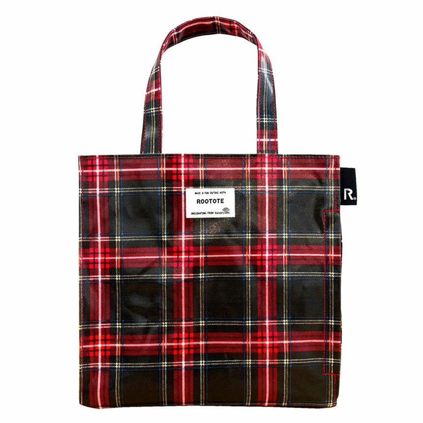 2025新作 トートバッグ 正規品 ROOTOTE ルートート EU.スクエア.ラミネート-T 機能的なトートバッグ ミニトート ミニバッグ トート バッグ SQUARE 3606 チェック レッド