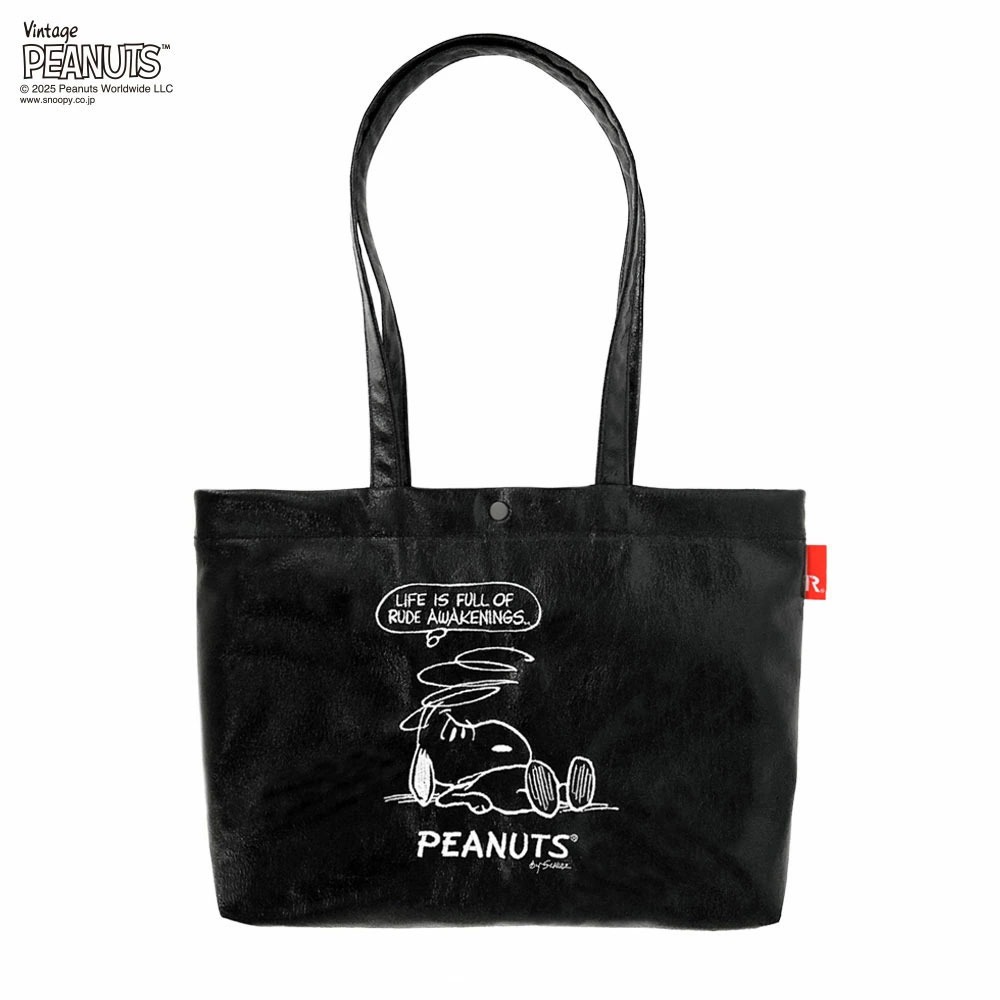 2025新作 スヌーピーバッグ 正規品 ROOTOTE ルートート IP.A4アーキャトルワイド.メタリック.ピーナッツ-0Q 75周年アニバーサリーデザイン 横長トート レッスンバッグ スヌーピーグッズ トートバッグ Vintage PEANUTS A-quatre 8445 ブラック