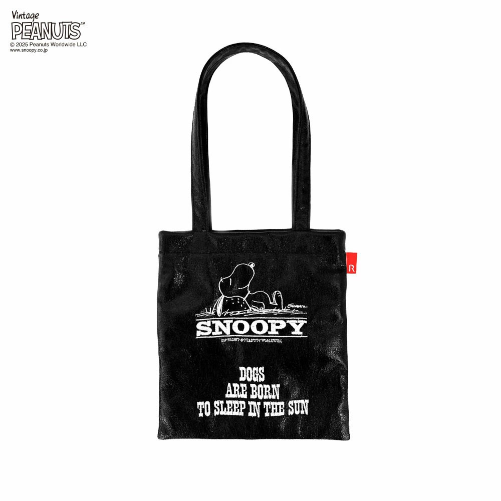 2025新作 スヌーピーバッグ 正規品 ROOTOTE ルートート IP.べビール-.メタリック.ピーナッツ-0Q 75周年アニバーサリーデザイン ミニトート 小さめ スヌーピーグッズ トートバッグ Vintage PEANUTS babyroo 8446 ブラック