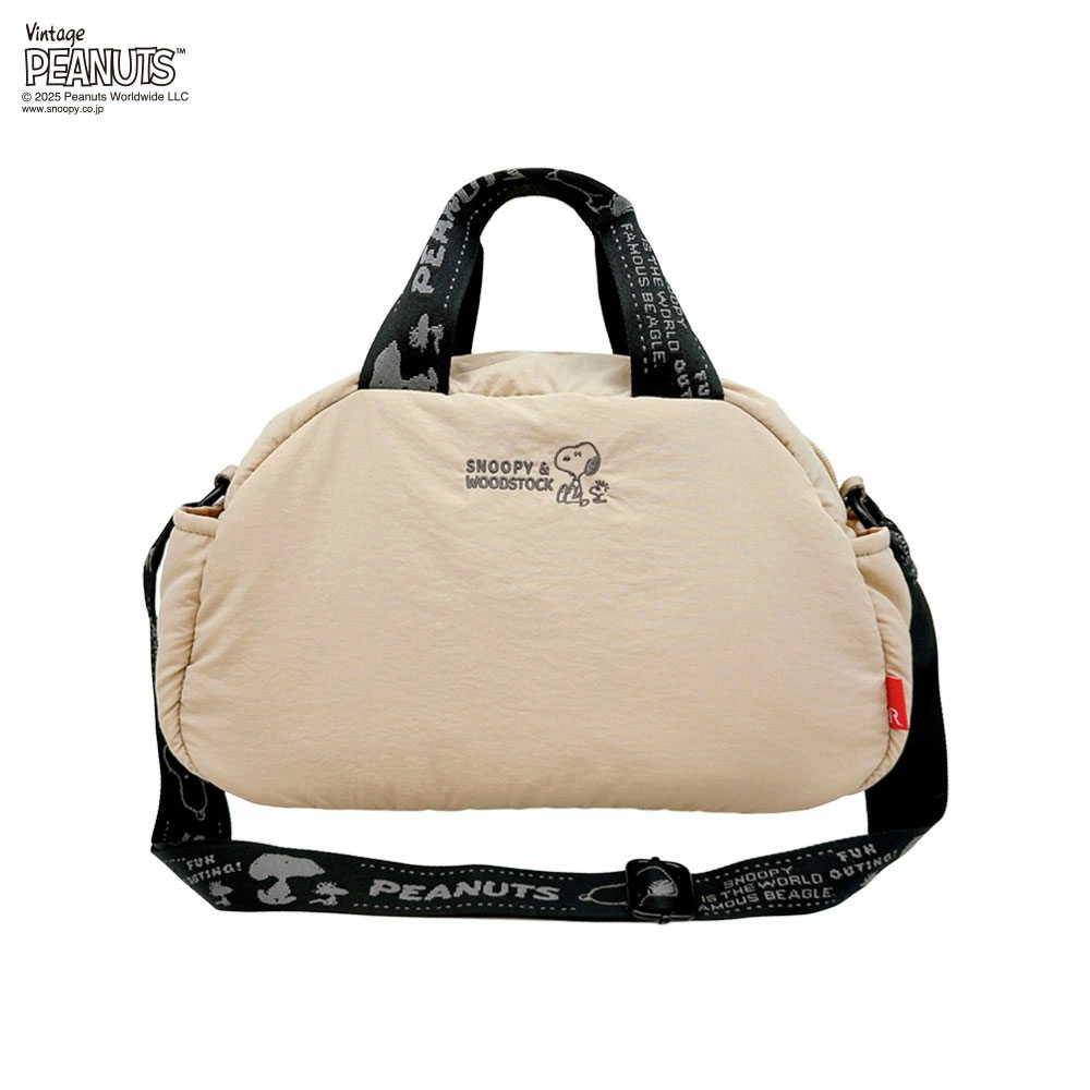 2025新作 スヌーピーバッグ 正規品 ROOTOTE ルートート IP.デリ.パデット.ピーナッツ-0S 75周年アニバーサリーデザイン ドーム型 ショルダーバッグ スヌーピーグッズ トートバッグ Vintage PEANUTS DELI 8455 マットベージュ