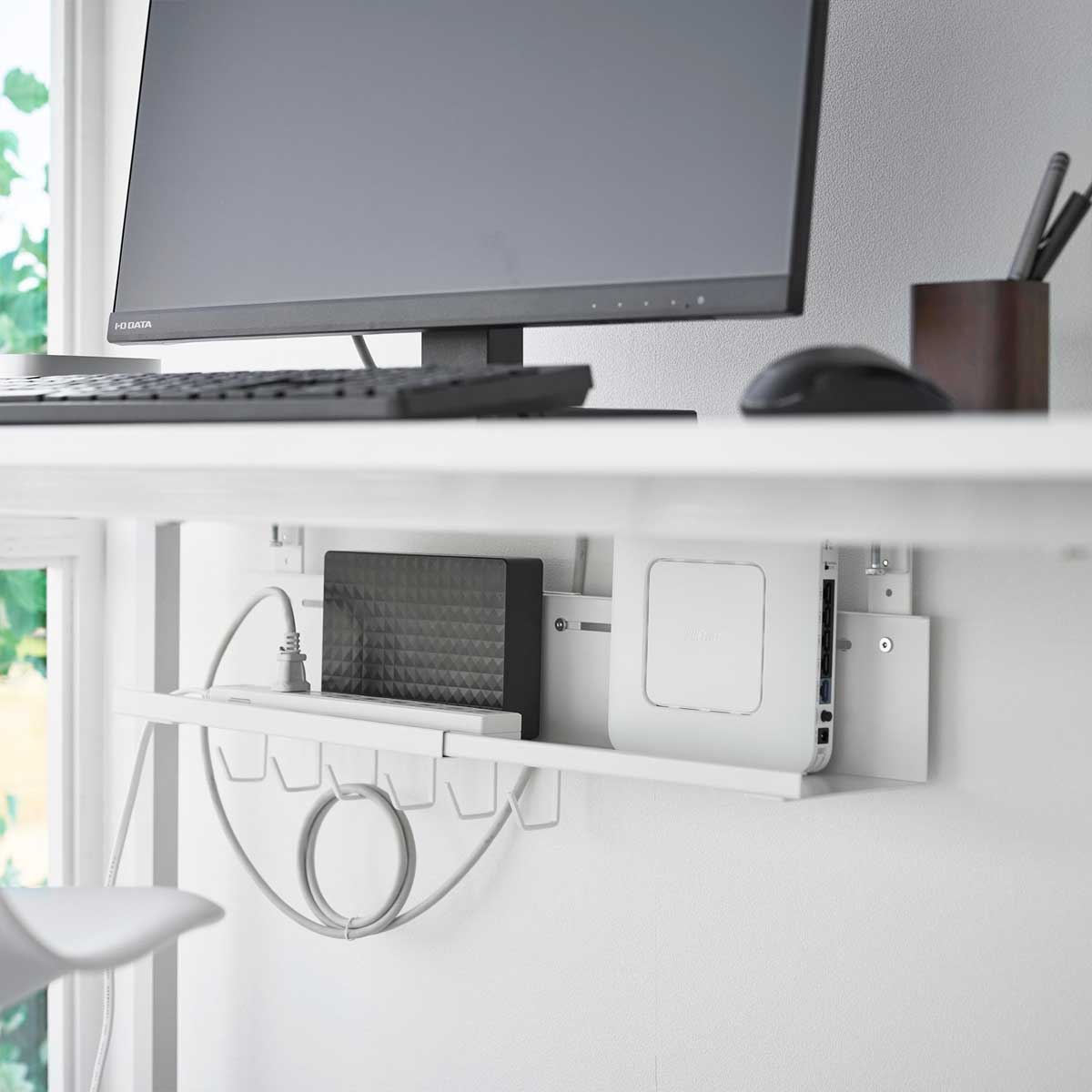 ケーブルトレー 山崎実業 正規品 smart スマート 伸縮デスク下ケーブルトレー デスクの天板に挟み込むだけ 配線整理 OAタップ ケーブルボックス ケーブル収納 10416 ホワイト