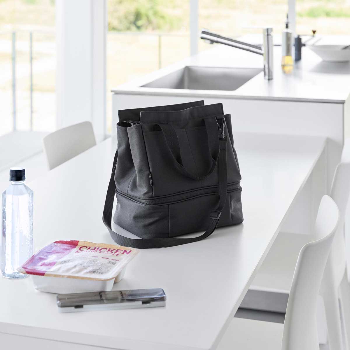 ランチバッグ 山崎実業 正規品 tower タワー セパレートできる横からパッとランチバッグ バッグとランチバッグが一体化 保冷保温 トートバッグ 保冷バッグ ...