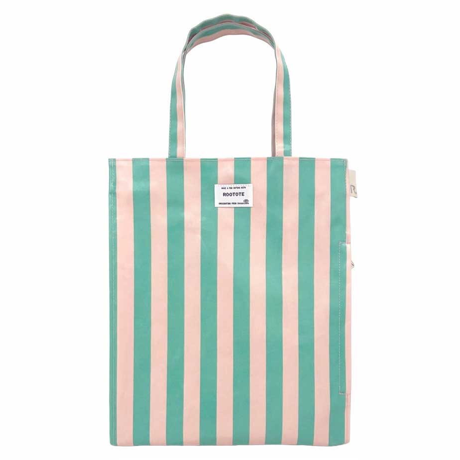 2026新作 トートバッグ 正規品 ROOTOTE ルートート EU.アーキャトル.ラミネート-W 汚れや水滴もサッと拭き取り ストライプ レディース レッスンバッグ トート バッグ A-quatre 3529 ピンク・ミント
