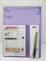 【送料無料】細いカッター(A型) iA-300RP & カッティングマット(A4) CM30i のセット NTカッター パープル 紫 日本製