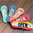 【5/6迄sale最大20%OFFクーポン】 アジアン雑貨 ドアプレート サインプレート OPEN CLOSED サンダル 草履 5色 木製 看板 オープン ク...