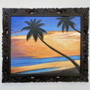 【5/6迄sale最大20%OFFクーポン】 バリ 絵画 海の絵 ビーチ 海とヤシの木 サンセット W73×H63 アートパネル 海 夕日 青 ブルー オレンジ...