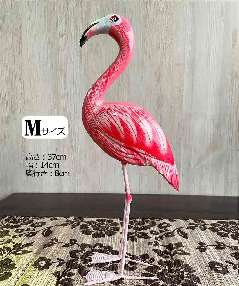 アジア雑貨 フラミンゴ ピンク 3サイズ オブジェ 置物 置き物 木製 ウッドインテリア バリ アジアン バリ雑貨 おしゃれ かわいい アジアン ボヘミアン　西海岸　ハワイアン　アフリカン　サファリの商品画像 3