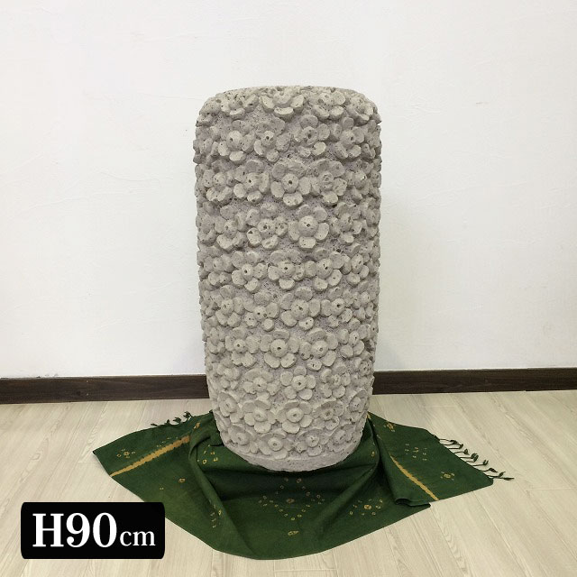 【ポイントUP アジアン バリ】 大型 プランター 植木鉢 フラワー 花柄 H90 セメント 石鉢 