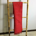 【5/6迄sale最大20%OFFクーポン】 アジアン雑貨 バリ風 テーブルクロス 銀糸入り織物 赤 70×200cm イカット アジアン ファブリック 布 壁...