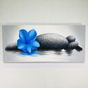 【5/6迄sale最大20%OFFクーポン】 アジアン雑貨 インテリア バリ風 バリの絵 花の絵 プルメリア 青 ストーン フレームなし W90cm×H40cm...