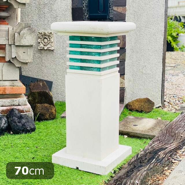 【 ポイントUP 限定saleクーポン 】 灯篭 灯籠 硝子 バリ島石材 白 大 70cm 照明 アジアンランタン ランタン シェード 石灯籠 ガーデン 庭 リゾート エクステリア ガラス スタンドオブジェ ガーデンライト 和風 バリ アジアン ガーデンオブジェ オーナメント 置物 大型