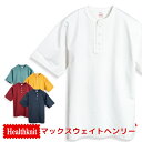 Healthknit ヘルスニット ヘンリーネック Tシャツ ティーシャツ 半袖 無地 厚手 マックスウェイト 51020 メンズ レディース ストリート メール便対応
