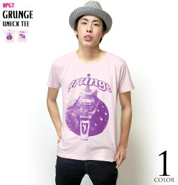 グランジ(grunge)UネックTシャツ-BPGT-sp006ut-G-半袖綿カットソーROCKロックTシャツバンドギター柄ライブフェスカジュアルアメカジオリジナルプリントメンズレディースライトピンク【RCP】