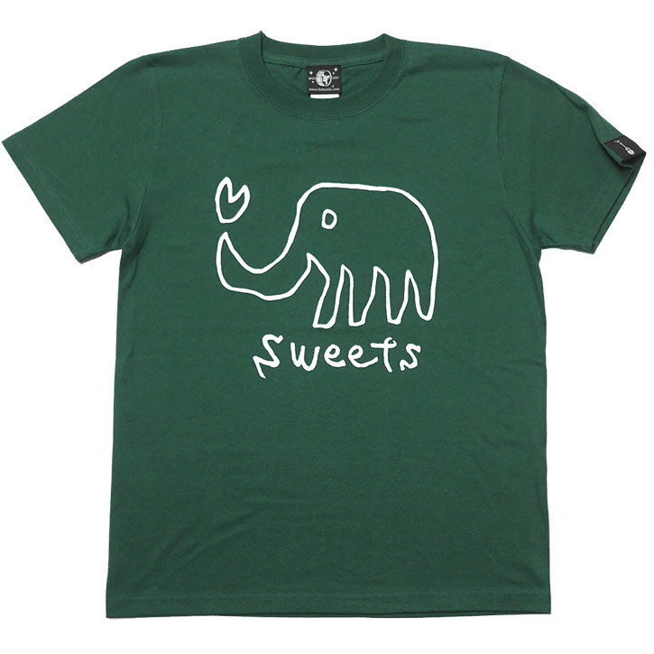 sweets Tシャツ (IVグリーン) BPGT sp013tee-ivg-じ完- 半袖tee トップス かわいい 落書き 象 ゾウ アニマル柄 動物イラスト プリント オリジナル カジュアル メンズ レディース ユニセックス 深緑色 綿100％ 春夏秋服コーデ Tシャツ屋さんばんび【RCP】