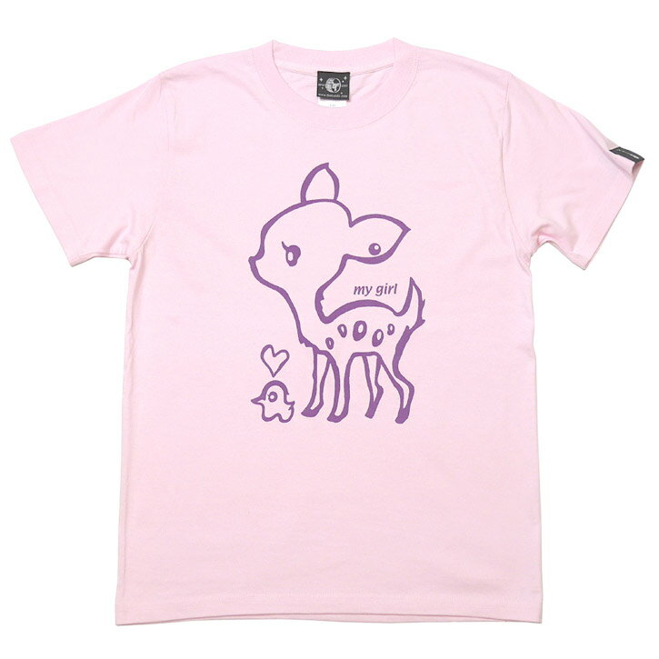 my girl Tシャツ (ライトピンク) BPGT sp017tee-lp-F- 半袖 桃色 バンビ 子鹿 こじか 動物イラストレーション かわいい 可愛い ロゴ キャラ カジュアル メンズ レディース ペア ユニセックス おしゃれ 大きいサイズ 春夏秋服コーデ Tシャツ屋【RCP】