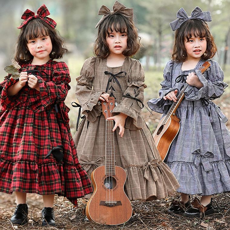 乐天商城 - ハロウィン 衣装 子供 子ども キッズ ワンピース ロリータ ドレス 女の子 仮装 誕生日 リボン パーティー 発表会 演奏会 ハロウィン仮装 結婚式 コスプレ クリスマス キッズワンピース かわいい チェック 親子 お揃い 子供服 コスプレ衣装 セット