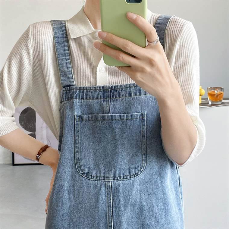 大人可愛いデニムサロペット 大きいサイズ 着痩せ レディース サロペット オーバーオール デニムサロペット サロペットワンピース デニムワンピース デニム ワンピ 秋冬 春夏 ロングシーズン