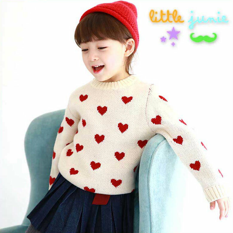 【Love Love Knit】子供服 フォーマル かわいい キッズ 韓国子供服 女の子 秋 冬 90cm 100cm 110cm 120cm 130cm 140cm 長袖 トップス カットソー トップス ガールズ メンズ Tシャツ 長そで チ…