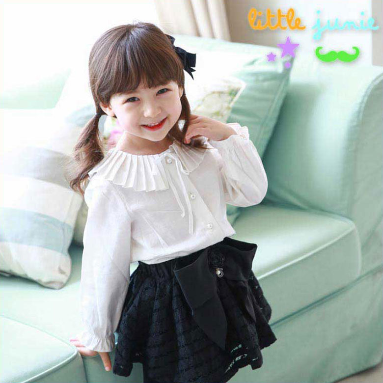 【Frilly Blouse】子供服 フォーマル かわいい キッズ 韓国子供服 女の子 秋 冬 100cm 110cm 120cm 130cm 140cm 長袖 トップス カットソー トップス ガールズ メンズ Tシャツ 長そで チュニック シャツ フリルシャツ ブラウス