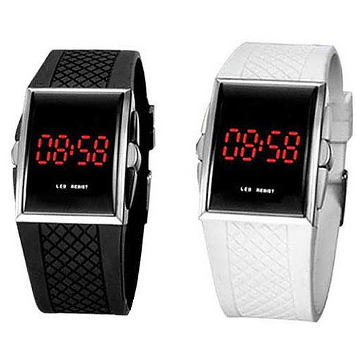 ウォッチベルト デジタル&デジタル時計 蛍光 LED スポーティー ベルト 調節可能 多機能 メンズ レディース 男女兼用 ラウンド ブラック 黒 白 クリスタ...