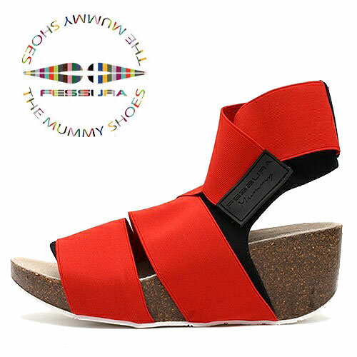 FESSURA レディース サンダル LYCRA BLACK+EL.RED ウィメンズ フェスーラ コルクソール バンド サンダル WMNS FESSURA CORK BAND 靴 イタリア ブランド