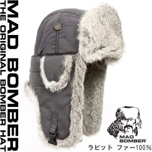 304GRY MAD BOMBER hat ロシアファー帽子 マッドボンバーキャップ ハット スキー帽子 アメリカブランド ロシアン帽子 防寒用ボンバーハット パイロットキャップ 毛皮 冬帽子 レビットファー ロシア帽 ボンバーハット【耳あて付き帽子】キャップ レディース メンズ