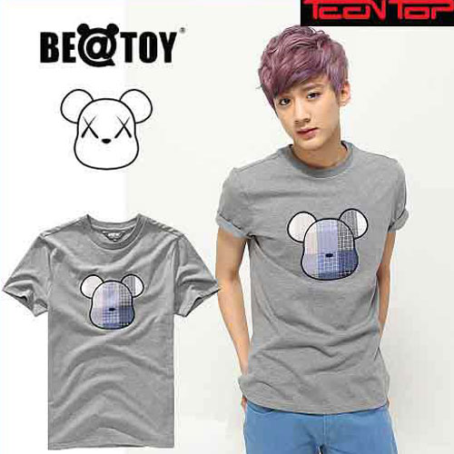 【送料無料】 正規品 TEENTOP CHUNJI 着用 Denim head_M Gray BEATOY T-シャツ 半袖 メンズ レディース 熊（くま）キャラクターT-シャツ 半袖 tシャツ レディース 半袖 ロゴ メンズ 半袖 プリント ストリート 半袖T-シャツ