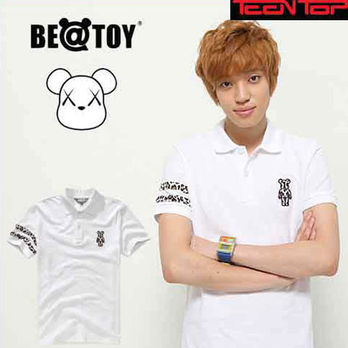 【送料無料】 正規品 TEENTOP NIEL ニエル着用 Leopard double_O White BEATOY T-シャツ 半袖 メンズ レディース 熊（くま）キャラクターT-シャツ 半袖 tシャツ レディース 半袖 ロゴ メンズ 半袖 プリント ストリート 半袖T-シャツ