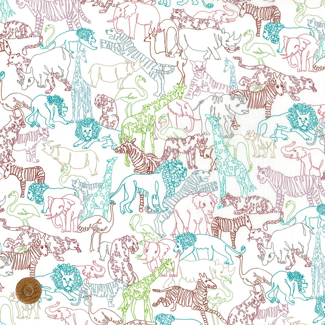 【LIBERTY FABRICS】 2025春夏 イタリア製オーガニックタナローン Neon Safari ネオン・サファリ 白 15..