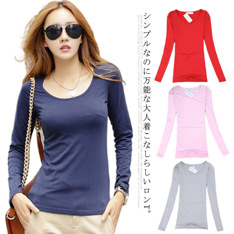 其它 - おしゃれ トップス カットソー tシャツ インナー ロングT ロング 無地tシャツ 無地インナー 長袖 秋冬 インナー トップス シンプル クルーネック/ハイネック