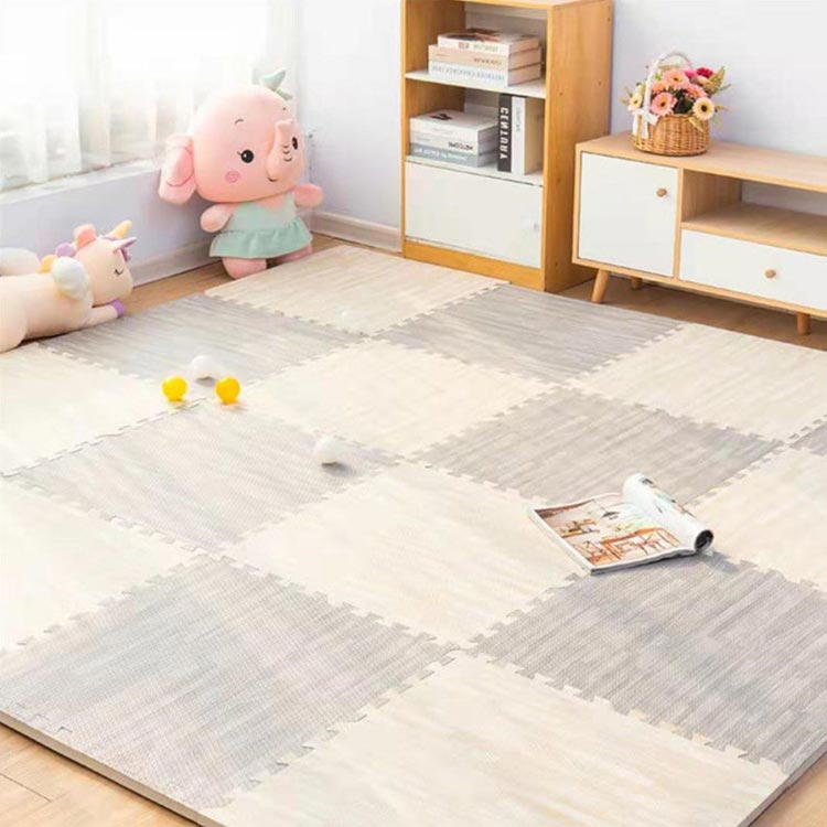 木目調 ジョイントマット 大判 60cm 9枚 1.2cm厚 サイドパーツ付 防音 防水 木目 おしゃれ フロアマット 赤ちゃん ベビー プレイマット 断熱 パズルマット 抗菌防臭加工 カーペット 単色対応 キッズマット ベビー 子供 北欧 [2]