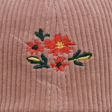 コーデュロイ ベースボールキャップ 花 刺繍 フラワー レディース メンズ ユニセックス 男女兼用 シンプル ワンポイント コットン ベーシック 綿 無地 帽子 サイズ調節可能 お揃い ペア 大人 上品 アメカジ ストリート サーフ系 スポーツ ハット 春 秋 冬 秋冬 【送料無料】