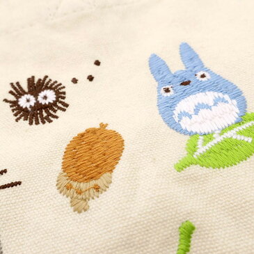 【メール便対応】 ミニトートバッグ 刺繍 となりのトトロ スタジオジブリ 名作 マチ付き キャンバス生地 帆布 コットン エコバッグ ランチバッグ レディース メンズ キッズ 綿 鞄 かばん 内ポケット付き ポーチ 収納 小物入れ お弁当箱 学校 お昼 お出かけ カジュアル P2