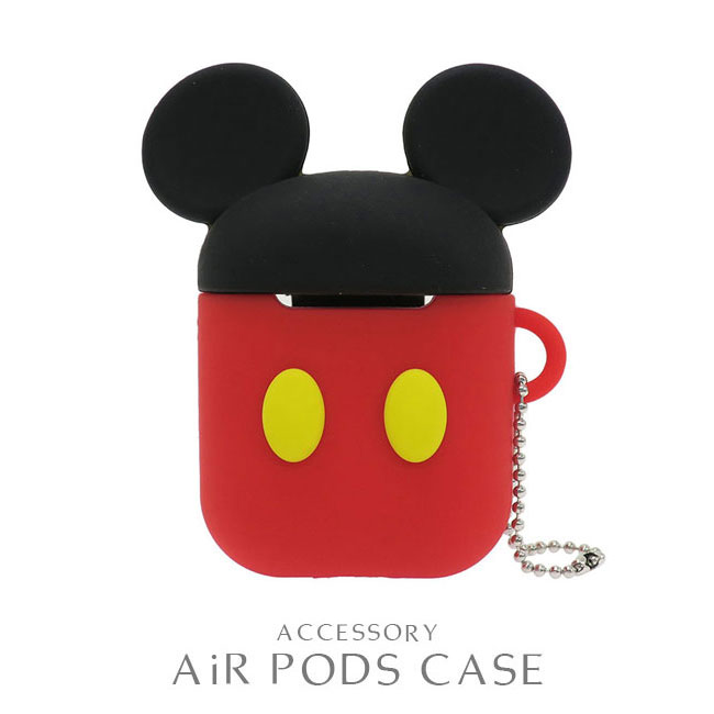 エアーポッズ シリコンケース ミッキーマウス Disney ディズニー 名作 アニメ 映画 キャラクター アップル アイフォン Apple iPhone AirPods シンプル ワイヤレス イヤホン 収納 保護 ソフトケース ポーチ カバー 充電用穴付き 持ち運び コンパクト P2【定形外郵便対応】