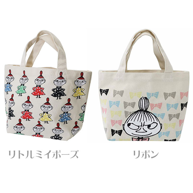 ミニトートバッグ リトルミイ ポーズ ムーミン Moomin 北欧 名作 キャラクター マチ付き 水玉 ドット ワンピース リボン キャンバス生地 帆布 コットンバッグ ランチトート エコバッグ サブバッグ 綿 鞄 手提げかばん 内ポケット付き 小物入れ 収納 学校 P2【メール便対応】