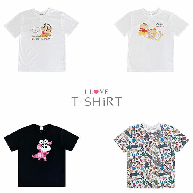 Tシャツ 半袖 レディース クルーネック クレヨンしんちゃん 野原しんのすけ シロ ワニ山 キャラクター プリント 総柄 トップス カットソー T-shirt 女性用 ウィメンズ コットン 綿 キャラT インナー 肌着 部屋着 ルームウェア パジャマ 寝間着 寝巻 P2【メール便対応】