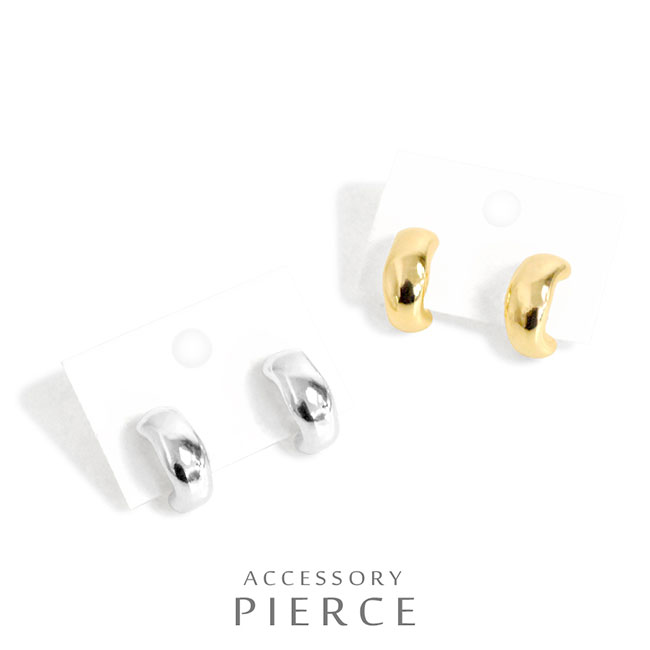 ピアス メタル 太め 大振り プランプ チャンキー C型 フープ バックキャッチ レディース 女性用 お揃い ペア シンプル 輪 リング オープン サークル 円 光沢感 ツヤあり 艶あり つや有り クール 上品 リッチ おしゃれ カジュアル イヤアクセサリー 【メール便送料無料】