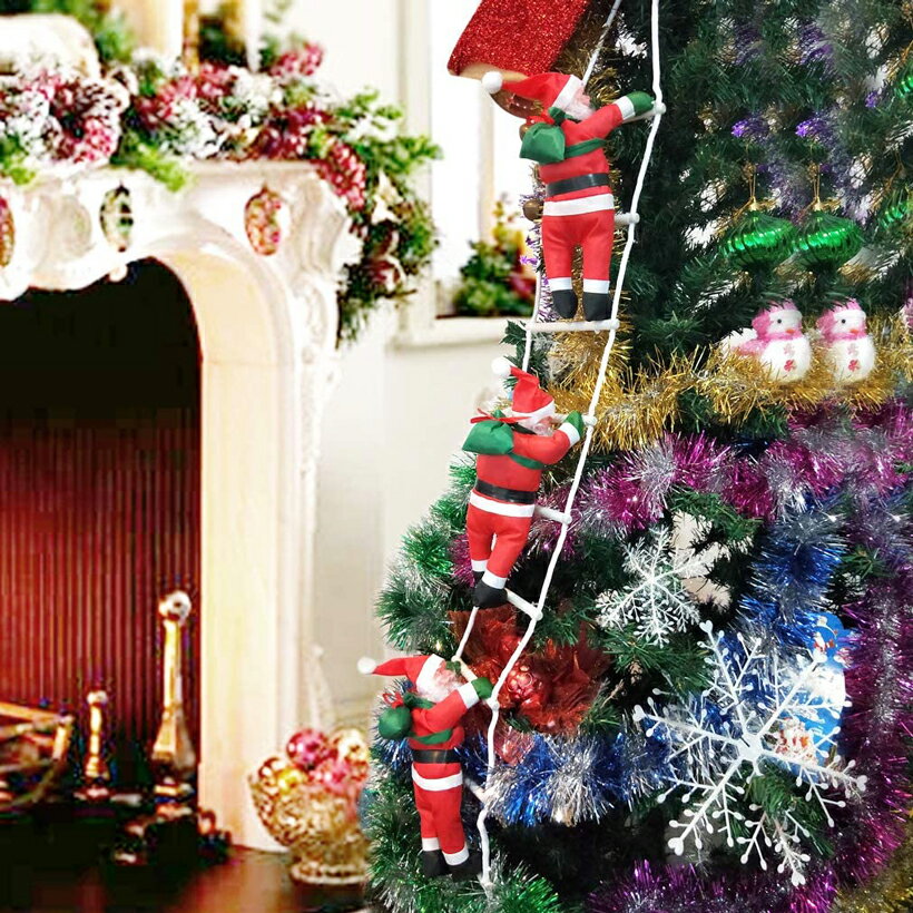 クリスマス飾りはしごサンタ飾り(サンタ3人)クリスマスツリー飾りサンタクロース人形パーティー吊り装飾オーナメント飾り付けクリスマス部屋装飾デコレーショ吊り装飾用
