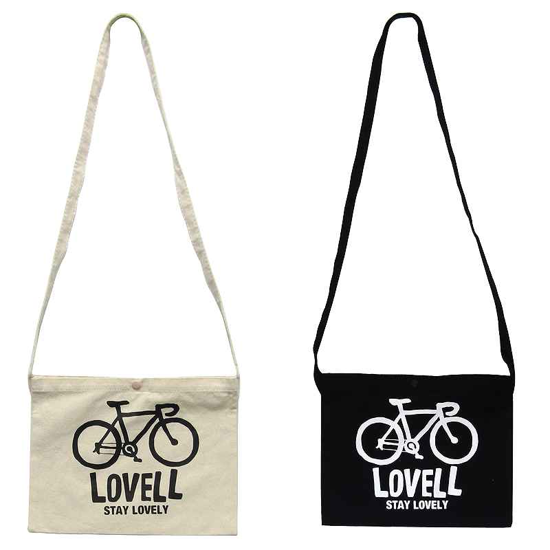 自転車 サコッシュバッグ サコッシュ ロードバイク ナチュラル ブラック lovell かわいい自転車柄 シンプル デザイン プリント バッグ 可愛い エコバッグ サコッシュバッグ サイクリング 自転…