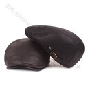 レザー帽子 高品質帽子 厚手革帽子 レザーハンチング レザー革ベレー PU革生地ベレー ベレー帽 ハンチング クラシックデザイン チェック ツバ付 軽くて 通...