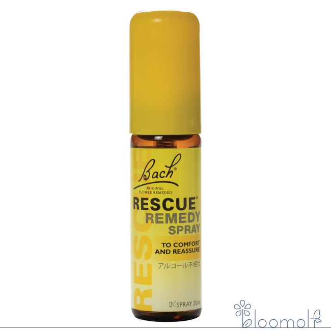 メーカー バッチフラワーレメディ シリーズ名 レスキューシリーズ 商品名 レスキュースプレー(20ml) 商品種別 フラワーエッセンス 原材料/品質 植物性グリセリン（80%）、水、インパチエンス、クレマチス、チェリープラム、ロックローズ、スターオブベツレヘム 内容量 20ml 賞味期限 商品に記載 メーカー名 Bach Flower Remedies Limited 製造者 Edward Bach 生産国 イギリス 輸入者 プルナマインターナショナル 使用上の注意 本品は化粧品や医薬品ではありません。 効果は個人によって異なり、特定の効果を保証するというものではありません。 広告文責 (株)B-CRUISE(0362724460) キーワード rescue spray緊張する場面や気持ちの動揺など心を穏やかにしたいとき。 　・スプレータイプ 　・砂糖不使用 　・アルコール不使用 ■使用方法 1回に2スプレー。 1日4回以上を目安にお使いください。 ■保存方法 直射日光を避け、25℃未満で保管してください。