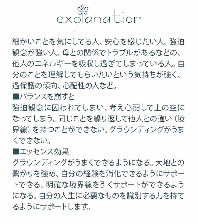 フラワーエッセンス パシフィックエッセンス ファイブエレメントフォーミュラ 土 Earth