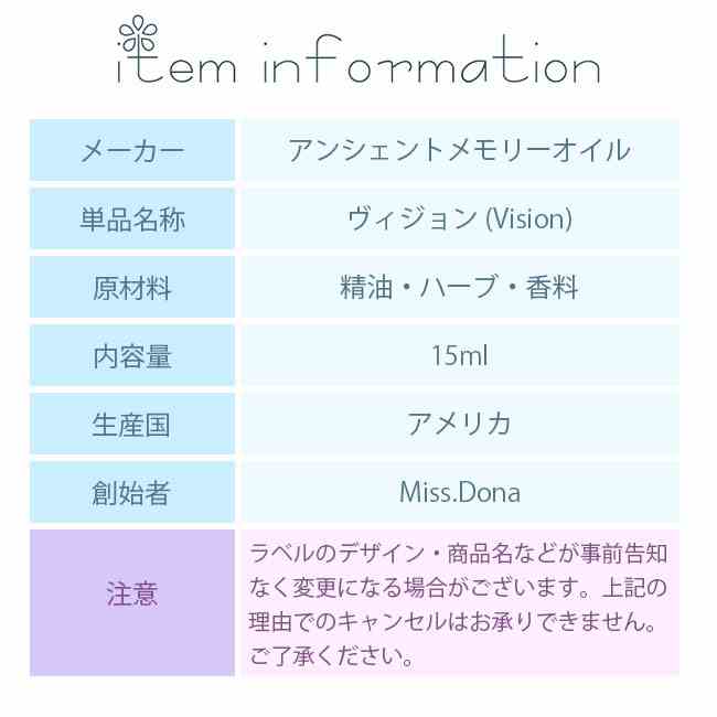 フラワーエッセンス アンシェントメモリーオイル ヴィジョン Vision