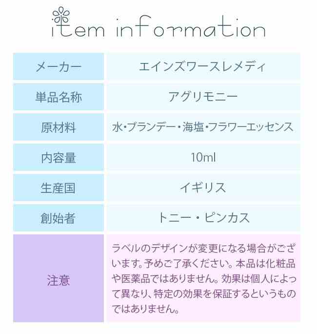 アグリモニー エインズワースレメディ エッセンス
