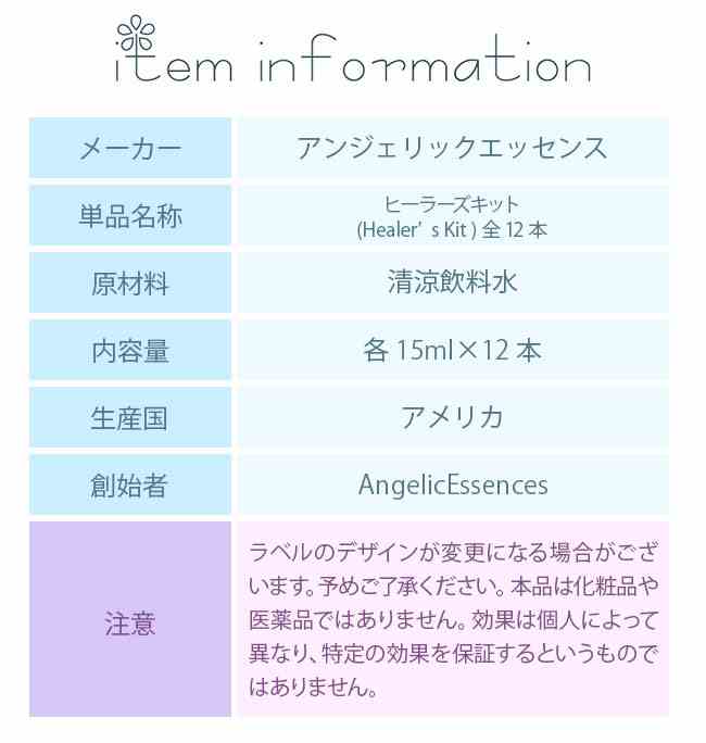 ヒーラーズキット 全12本 キット アンジェリックエッセンス ヒーラーズキット Angelic Healer's Kit