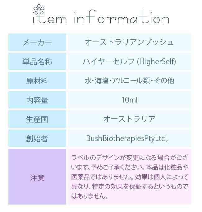 HigherSelf ハイヤーセルフ オーストラリアンブッシュ ホワイトライト