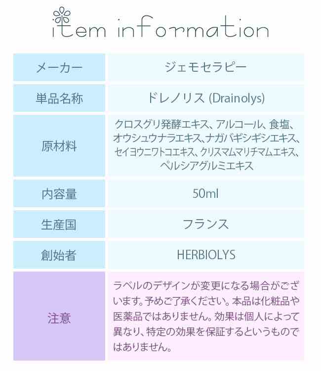 フラワーエッセンス ジェモセラピー ミックスジェモエッセンス ドレノリス Drainol...